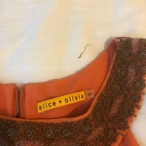 Alice & Olivia orange and gold trimmed dress